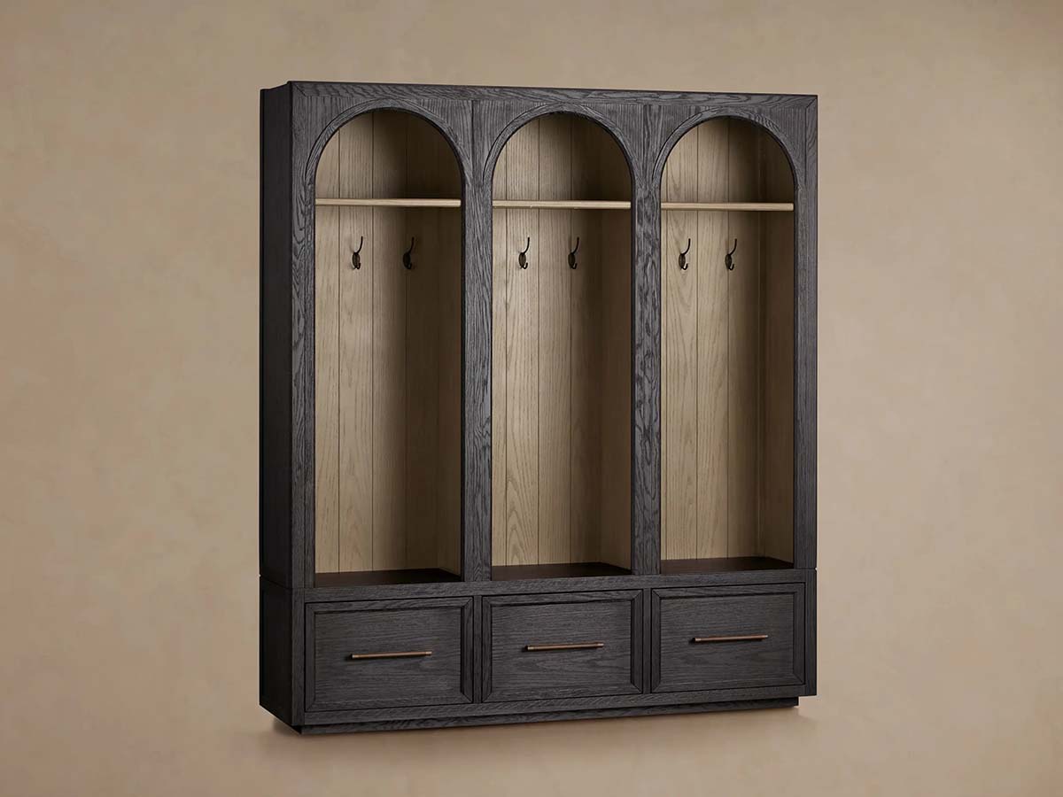 Hattie Oak Wood Entryway Cabinet Storage Tall Cabinet With Hooks