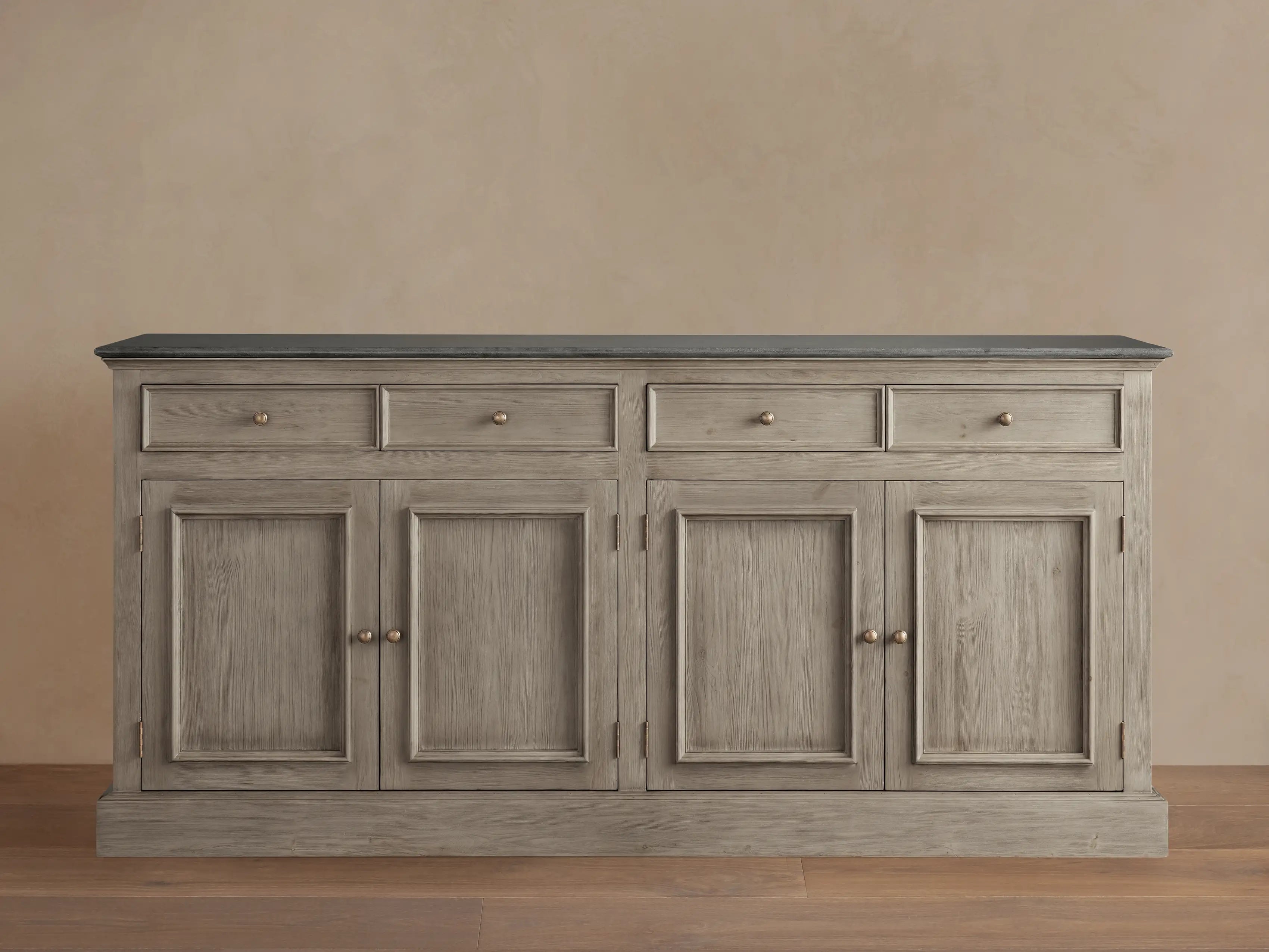 Kensington Marble Top Sideboard Pine Buffet Storage Cabinet Wood Living Room Cabinet