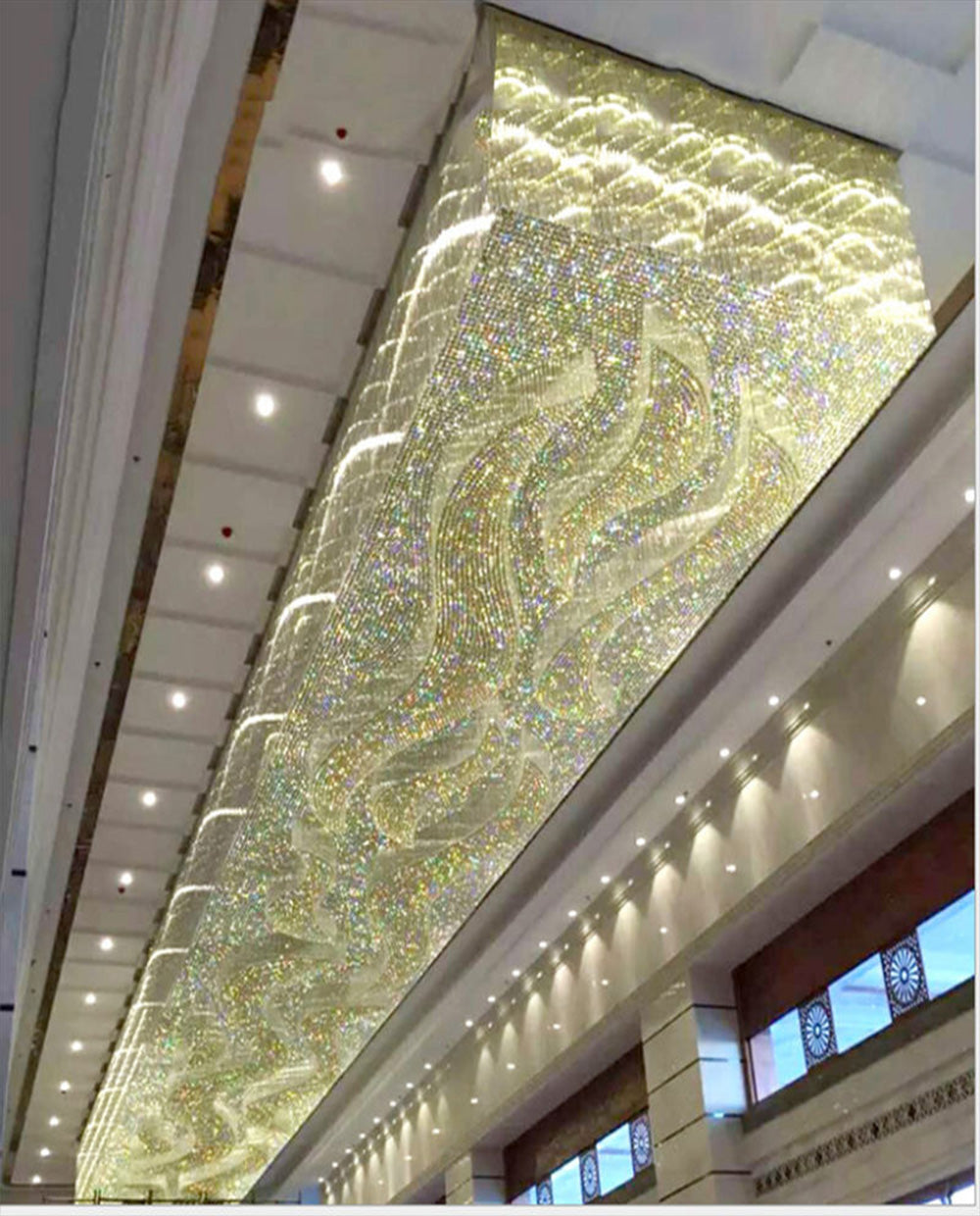 72X120 Inch Custom Made Extra Large Rectangle Flush Mounted Crystal Chandelier for Event Hall