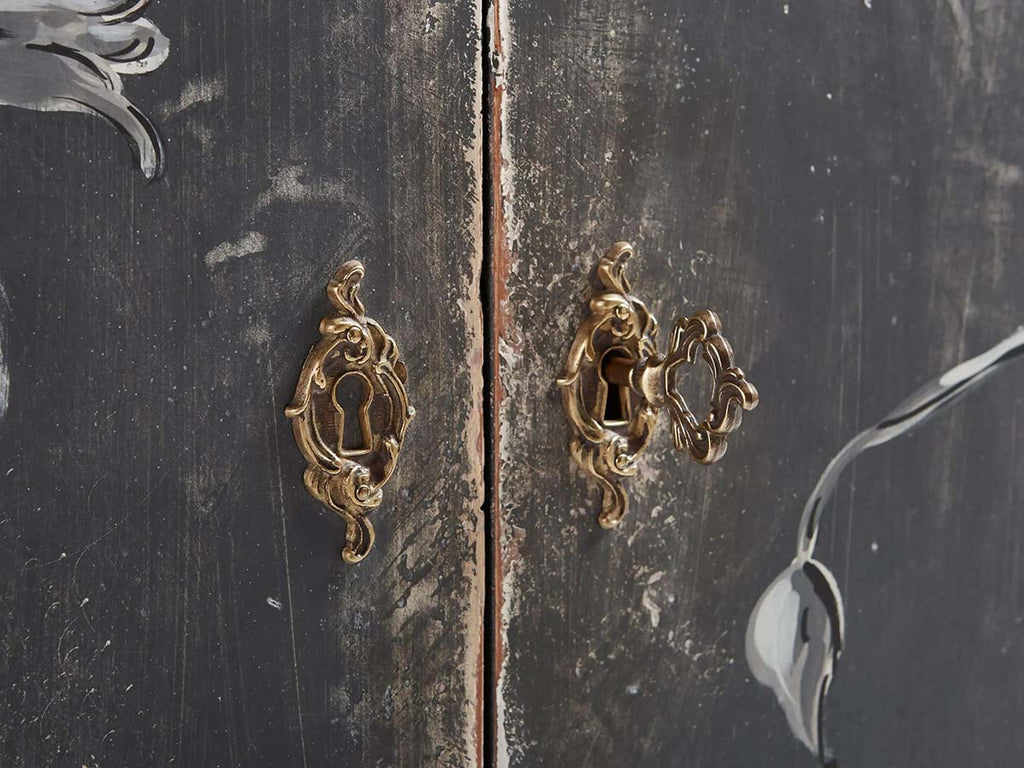 Sofia Bell'Arte Demilune Buffet Cabinet Bird Motif Sideboard Wood Living Room Entryways Cabinet