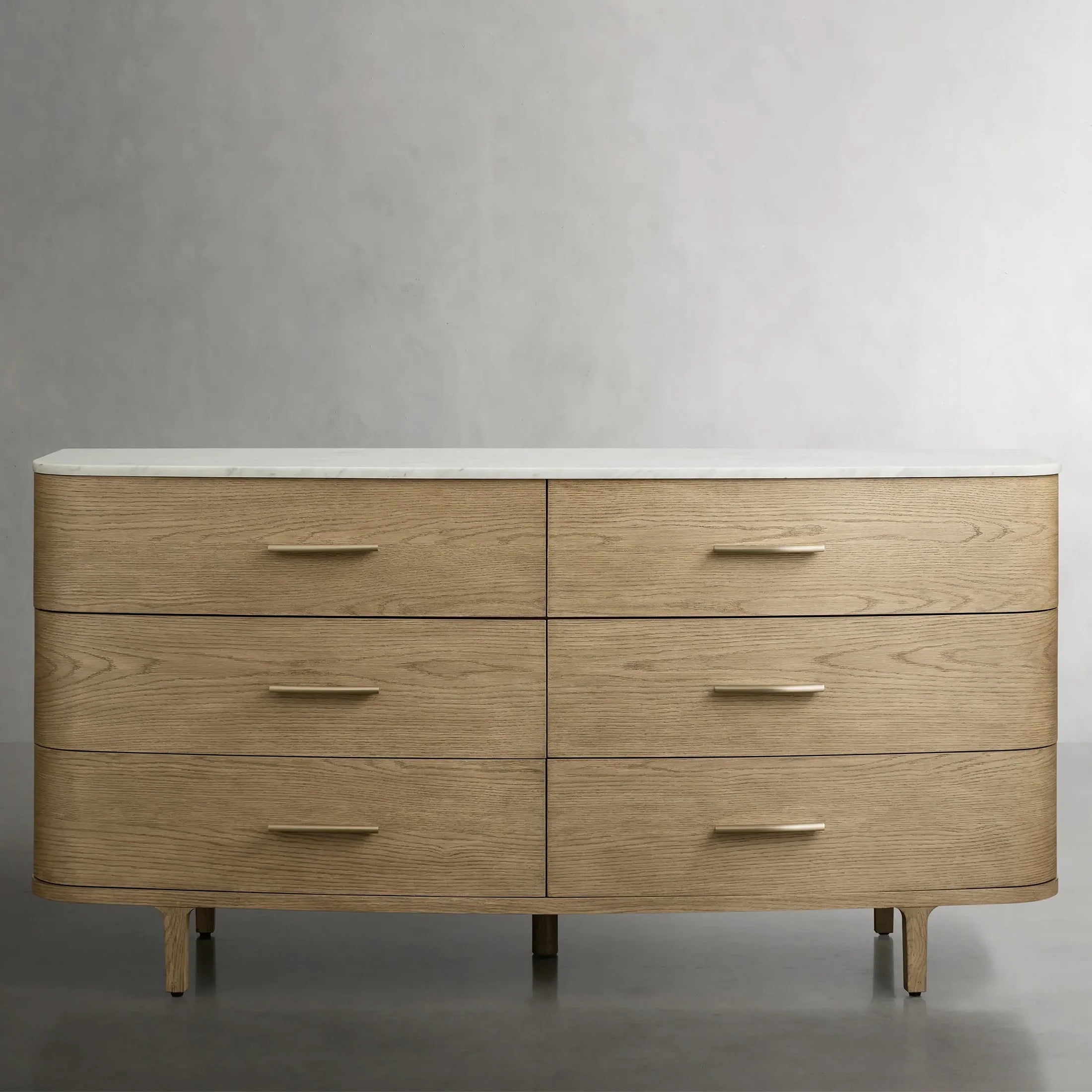 Danny Wood Six-Drawer Dresser with Marble Top Chest Of 6 Drawers Storage Cabinet