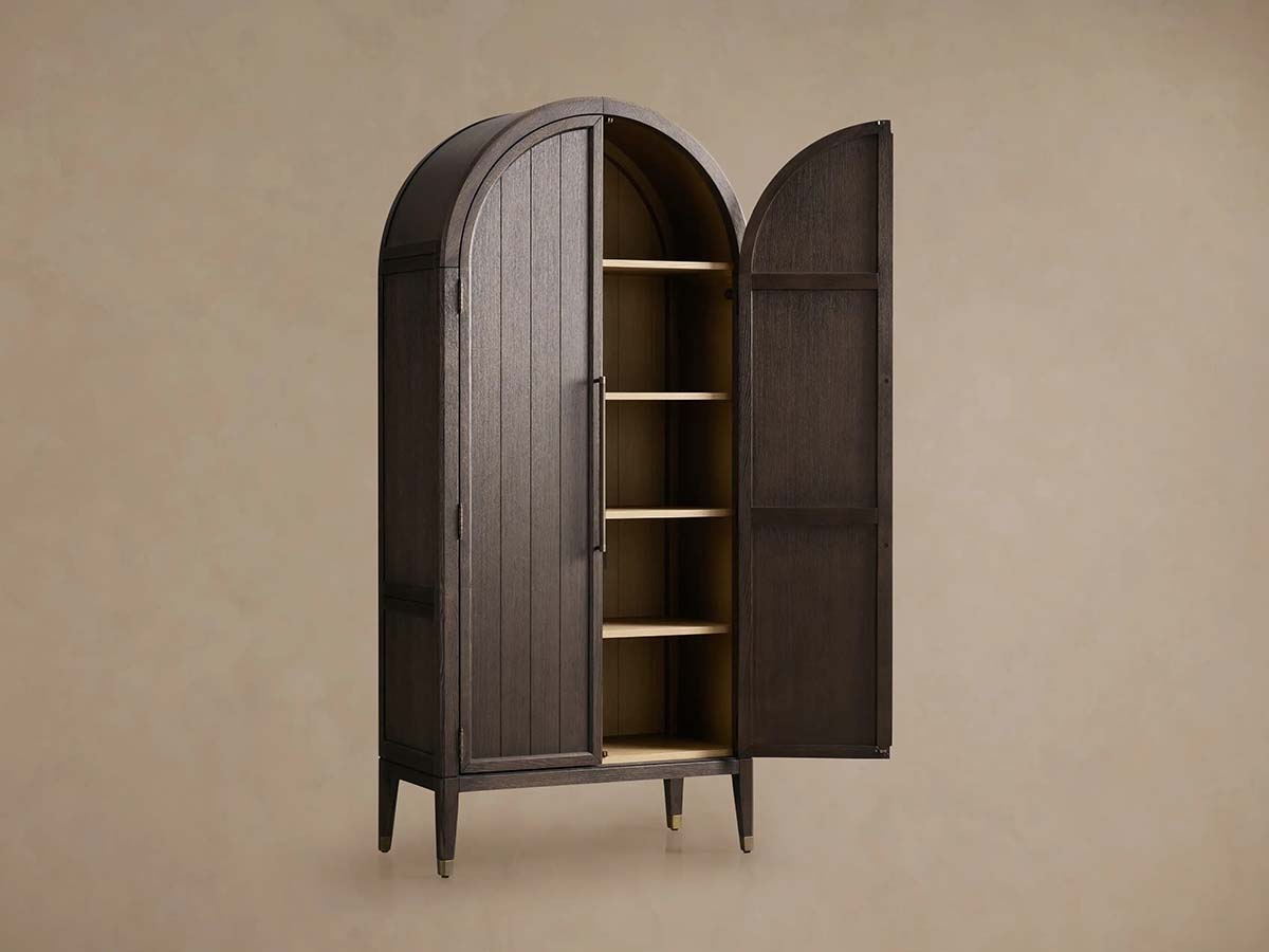 Hattie Oak Storage Cabinet Living Room Wood Tall Display Cabinet Bookcase