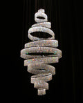 11 Crystal Ring Chandelier for High Ceilings 36X118 Inch Modern Staircase Chandelier Lighting