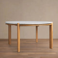 Pyet 48" Round Carrara Marble Top Dining Table with Oak Base