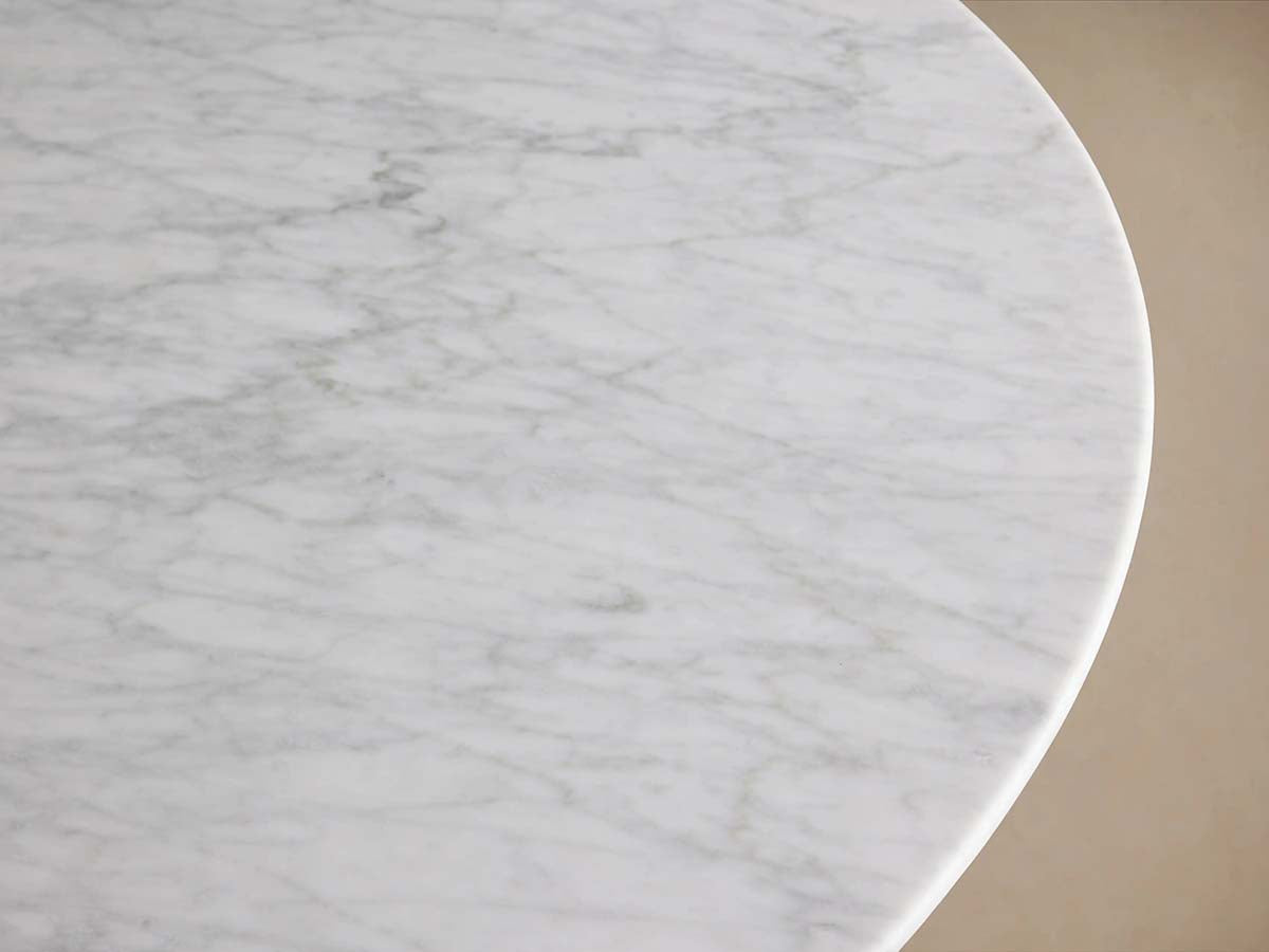 Saint Germain Round Marble Stone Dining Table with Rennes Metal Base