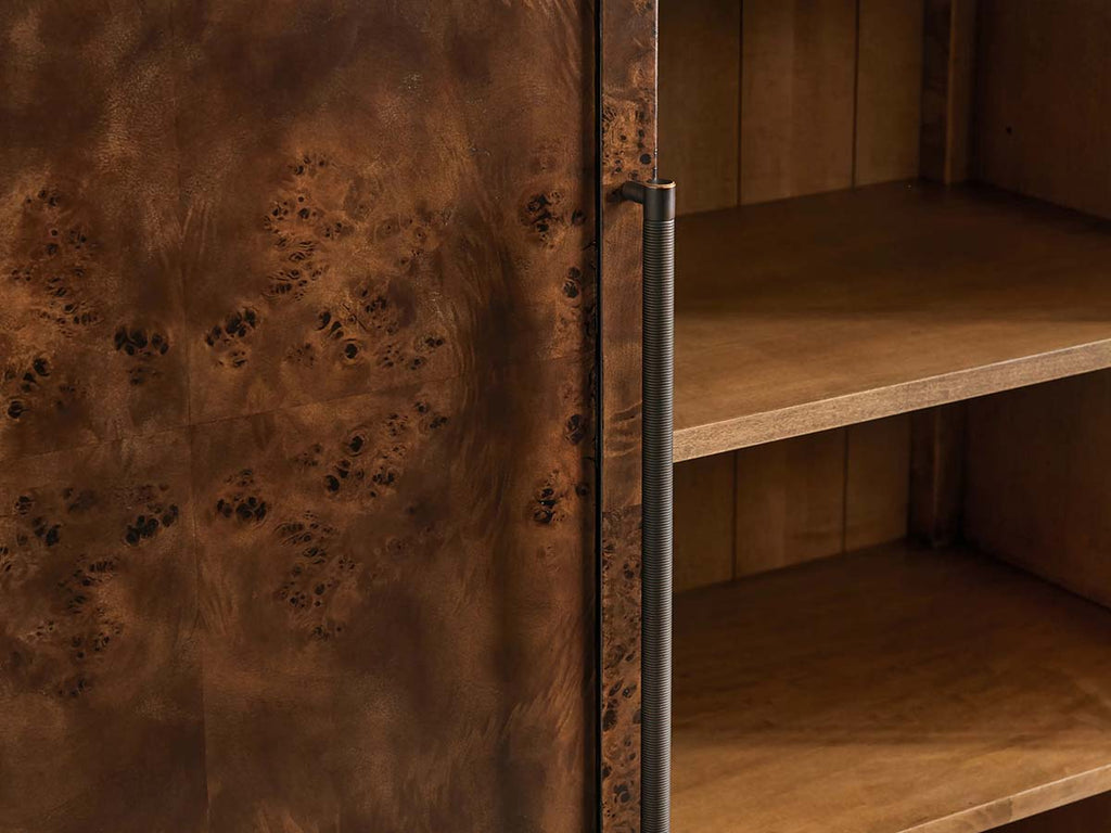 Hattie Burl Tall Cabinet Living Room Natural Wood Grain Storage Cabinet