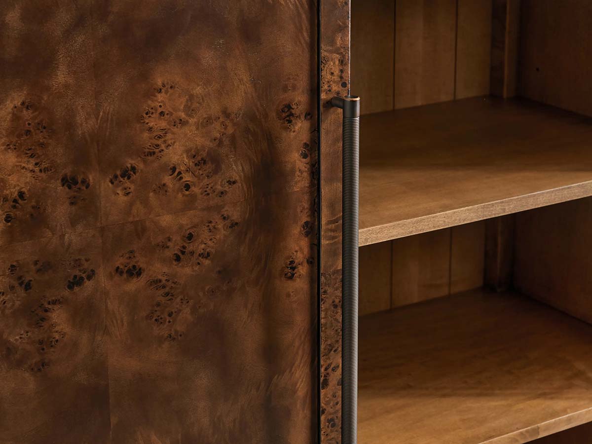 Hattie Burl Tall Cabinet Living Room Natural Wood Grain Storage Cabinet