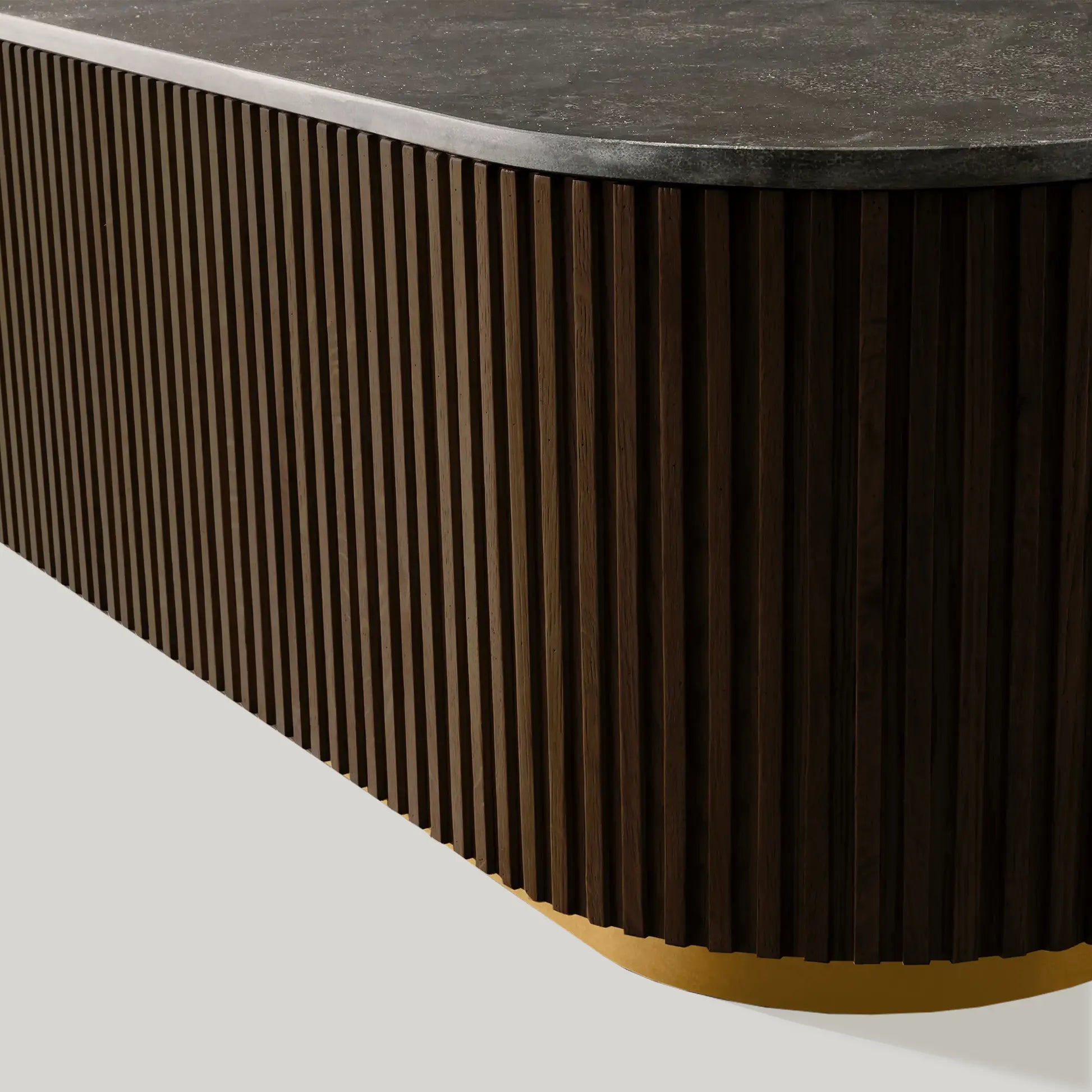 Finnley Solid Wood Coffee Table Stone Top Sofa Center Tea Table