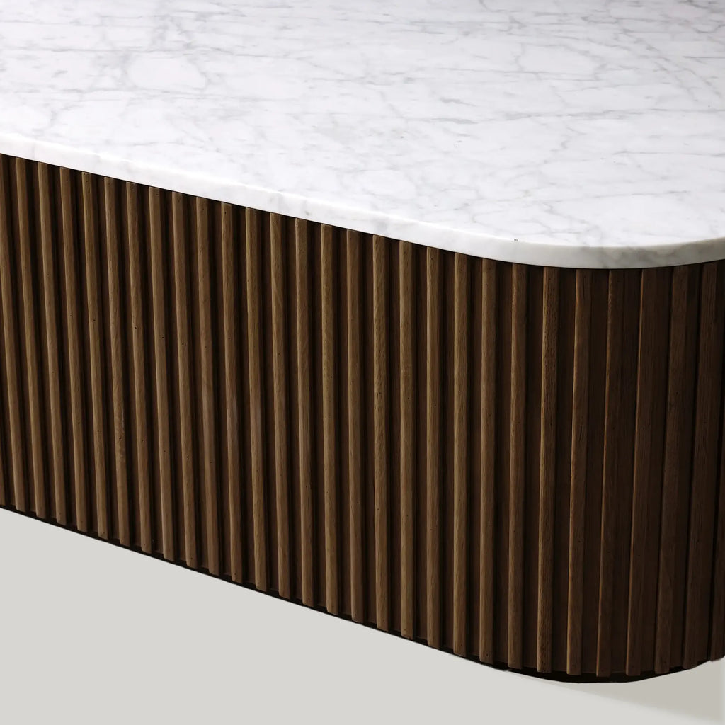 Finnley Solid Wood Coffee Table Stone Top Sofa Center Tea Table