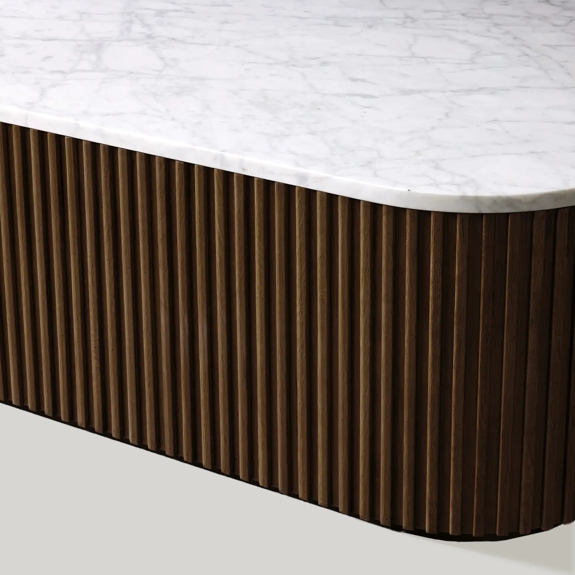 Finnley Solid Wood Coffee Table Stone Top Sofa Center Tea Table