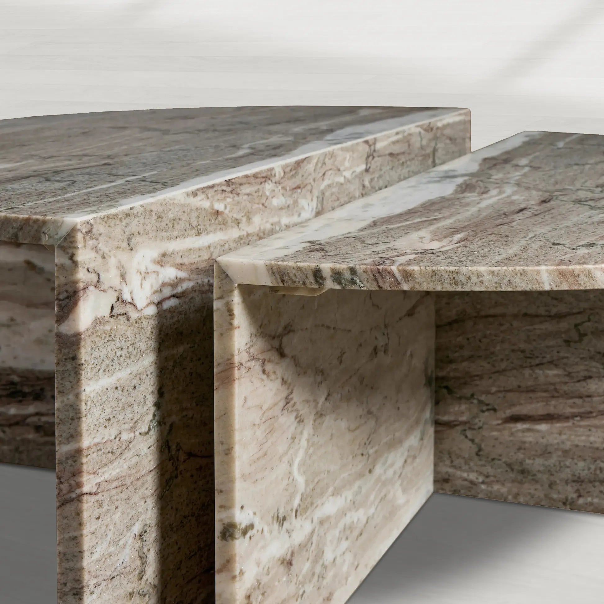 Riggs Modular Marble Circular Coffee Table Natural Stone Cocktail Table Sofa Center Tea Table