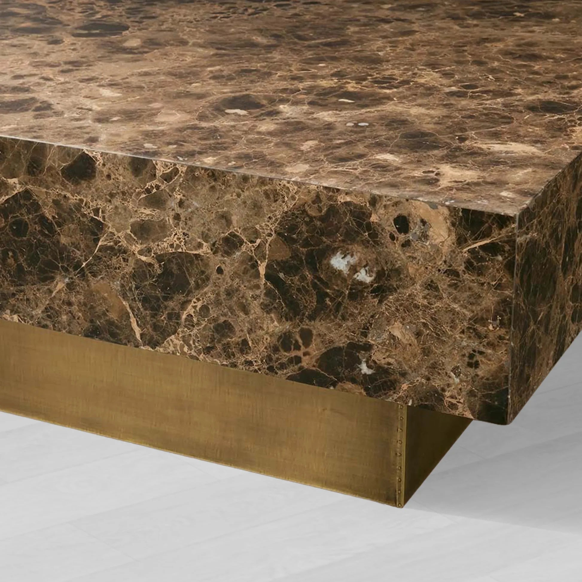 Zelie Emperador Marble Coffee Table Brushed Brass Base Cocktail Table Living Room Luxury Center Tea Table