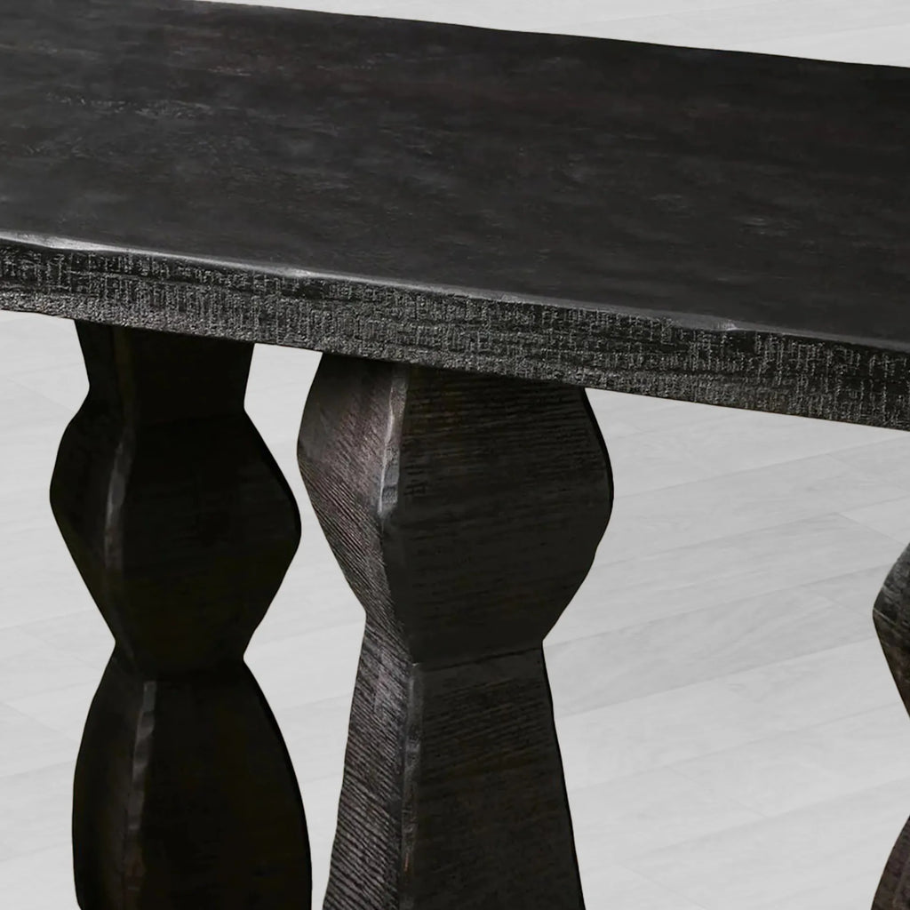 Rye Mango Wood Sculptural Entryway Console Vintage Hallway Entrance Table