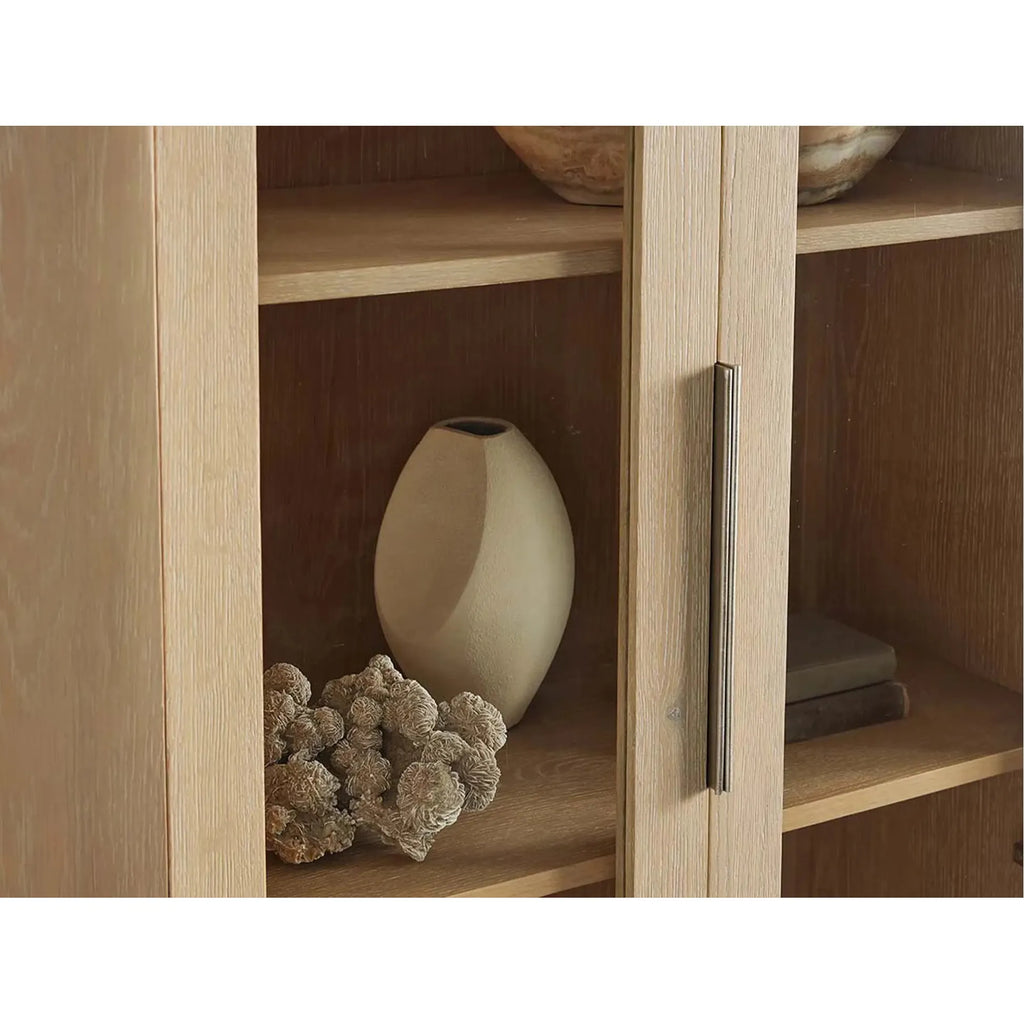 Caden Walnut Tall Display Cabinet Wood Curio Storage Cabinet Entryway China Cabinet Glass Door Bookcase