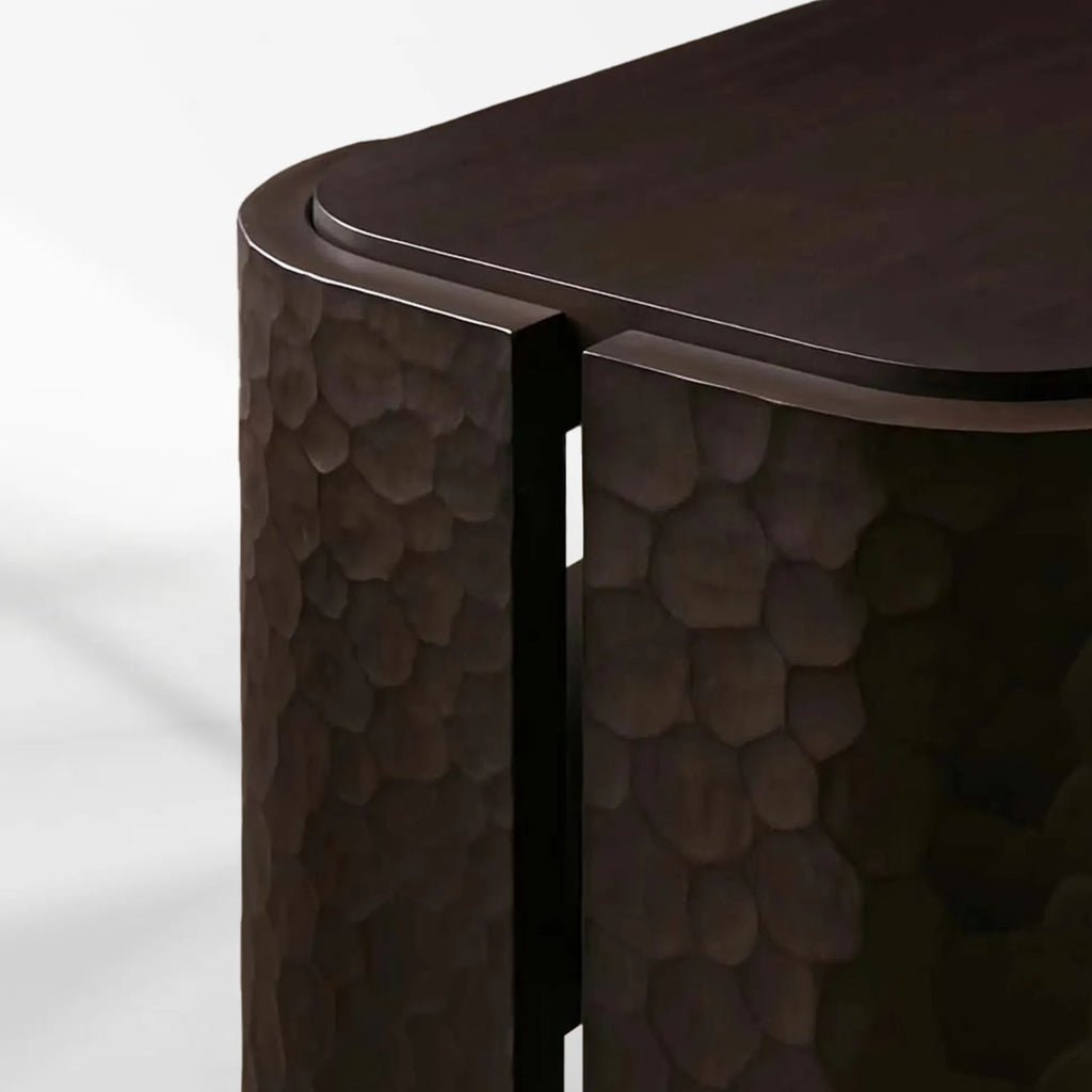 Chiseled Mahogany Entrance Console Table Wood Deep Brown Hallway Entryway Table