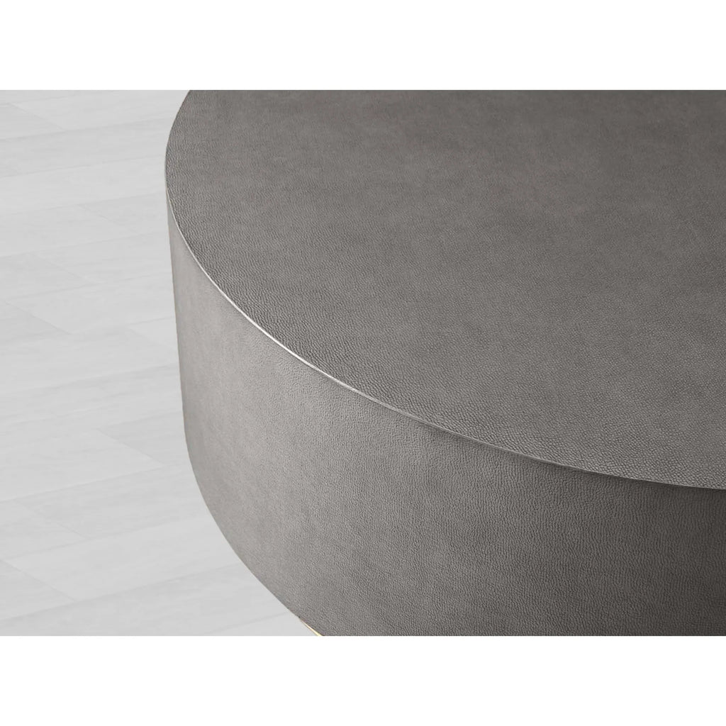 Malone Round Plinth Coffee Table Leather Cocktail Table Modern Living Room Center Tea Table
