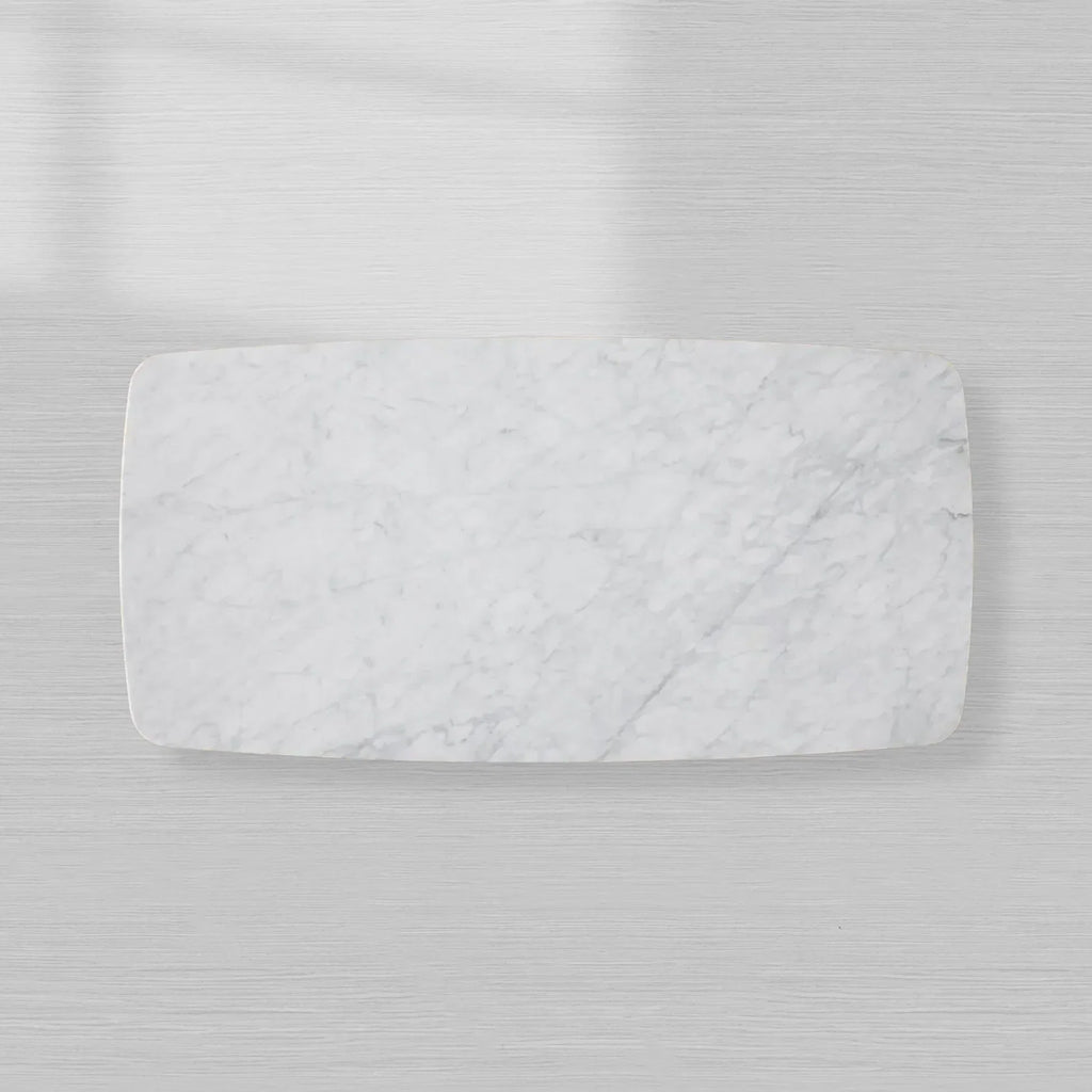Saint Germain Marble Top Coffee Table Living Room Cocktail Table Clement Wood Base Center Tea Table