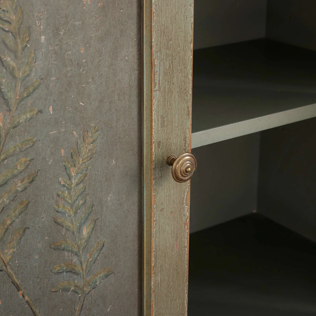 Cosetta Antique Ltalian Sideboard Fern Motif Buffet Table Living Room Wood Entryways Cabinet