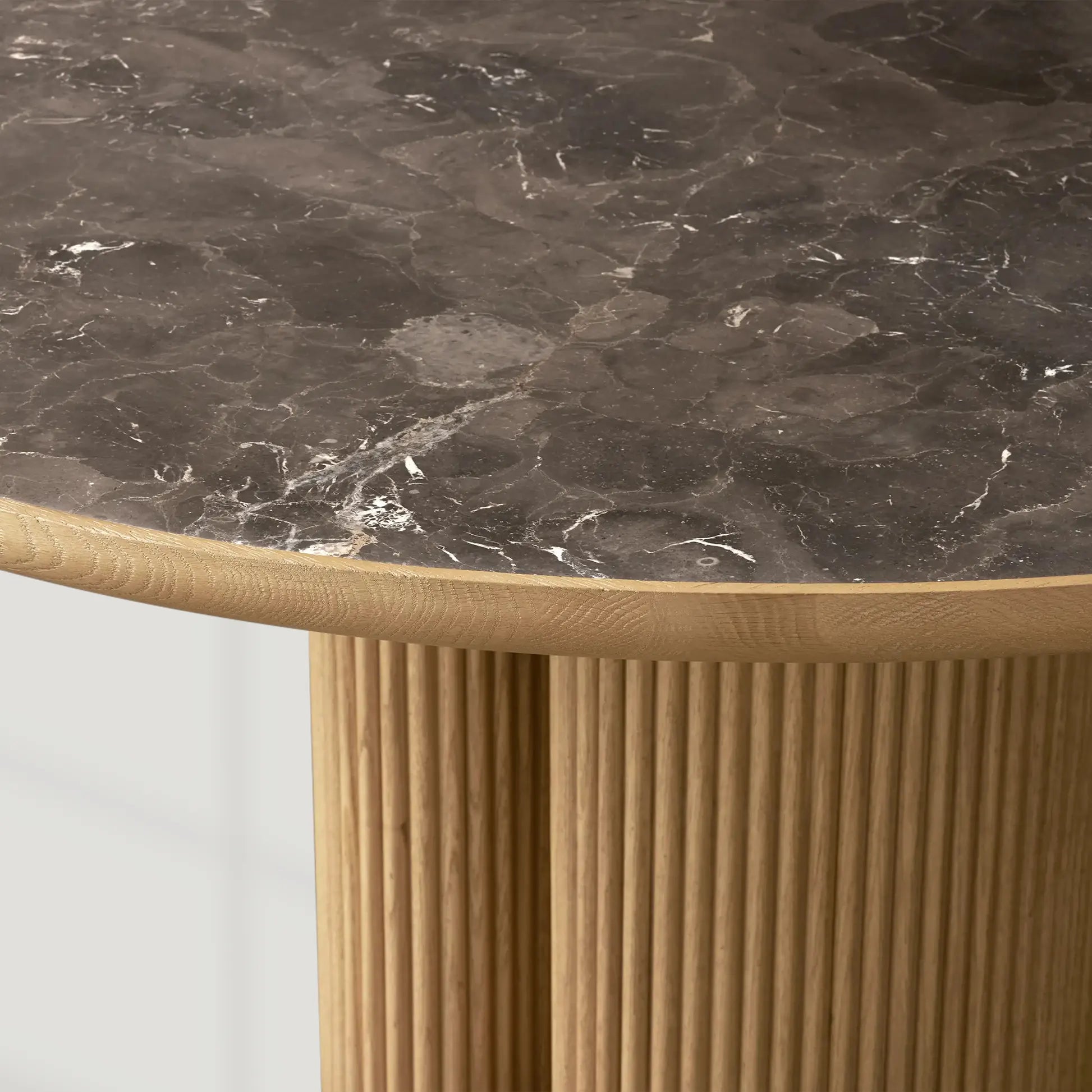 Astor Round Marble Top Dining Table With Oak Wood Base
