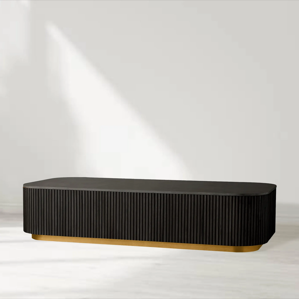 Finnley Solid Wood Coffee Table Stone Top Sofa Center Tea Table