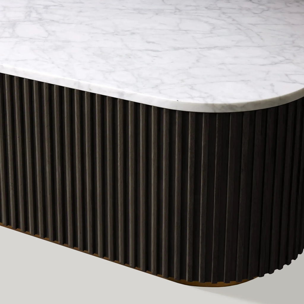 Finnley Solid Wood Coffee Table Stone Top Sofa Center Tea Table
