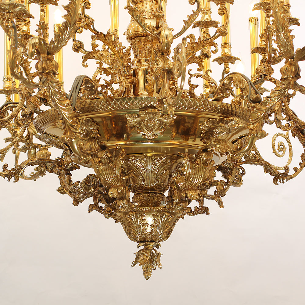 41X43 Inch 24 Lights Baroque Style Antique French Copper Chandelier