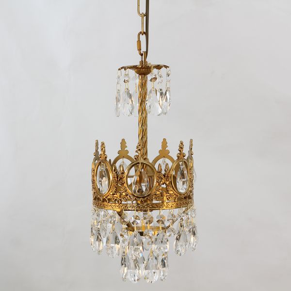 6 Inch Mini Crystal Pendant Light for Kitchen Island Empire Style Brass Crystal Chandelier