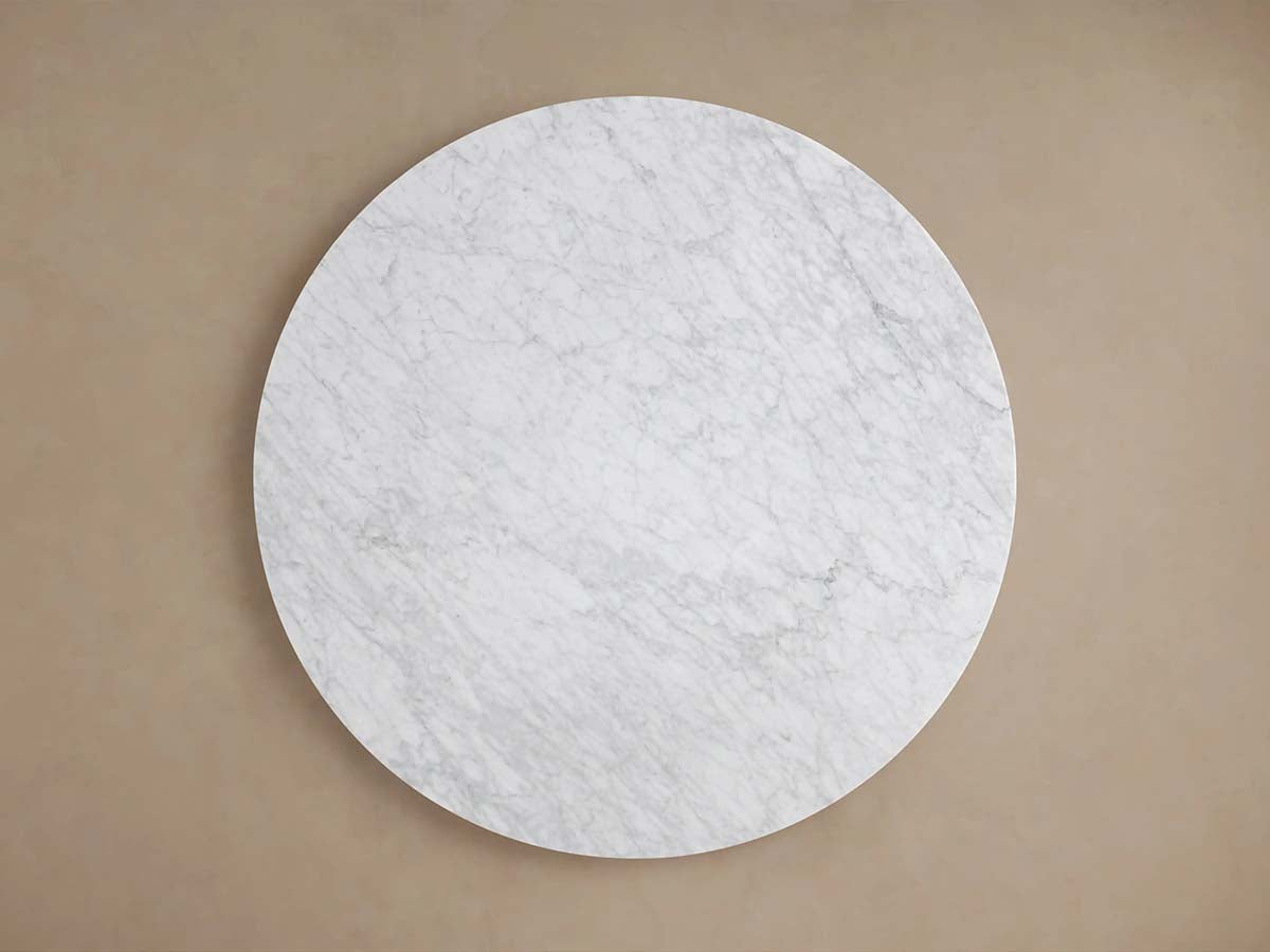 Saint Germain Round Marble Top Dining Table With Wood Dauphine Base