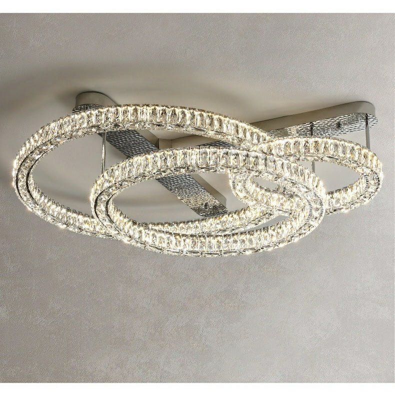 2/ 3 Rings Flush Mount Living Room Chandelier Crystal Bedroom Ceiling Light Fixture-Chandeliers - Luxvena-Style C/ D23.6"+D15.8"+D11.8"-White Light - Luxvena