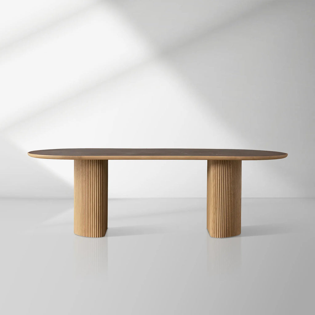 Luxury Aster Dining Table With Stone Inlay Top