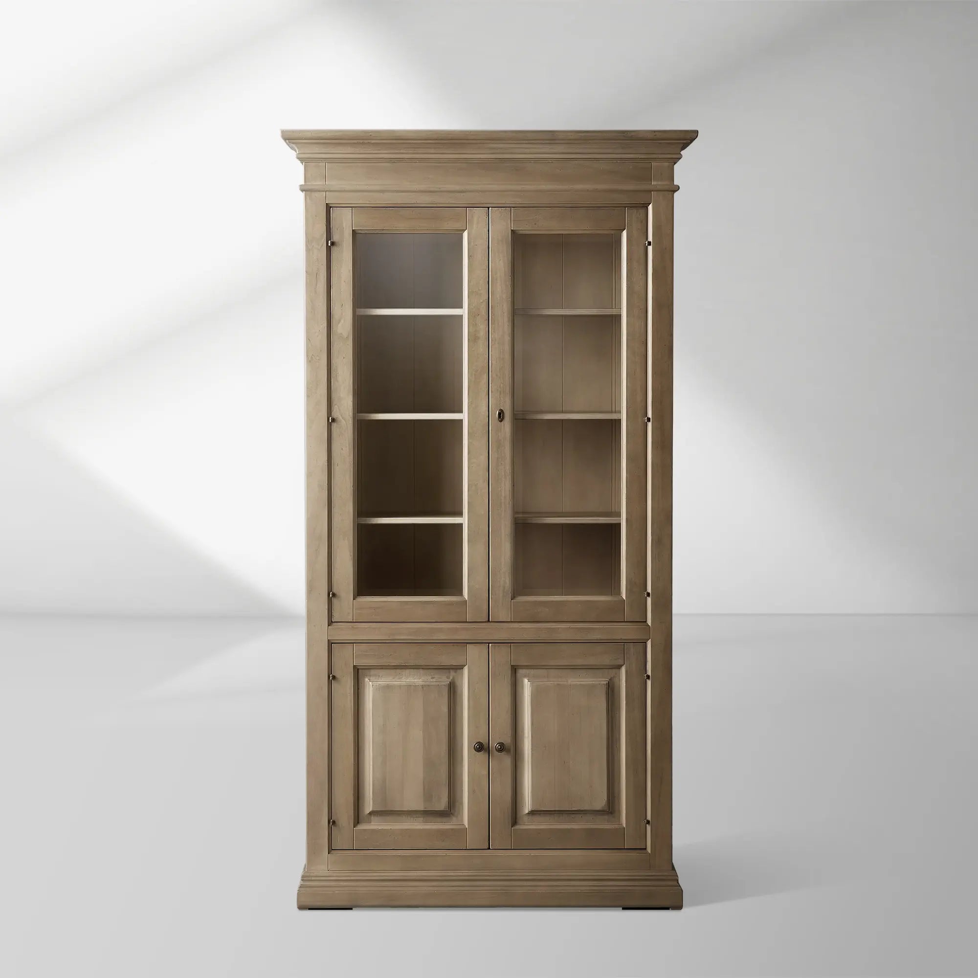 Tuscany Italian Crafted Wood Display Storage Cabinet With Glass Door