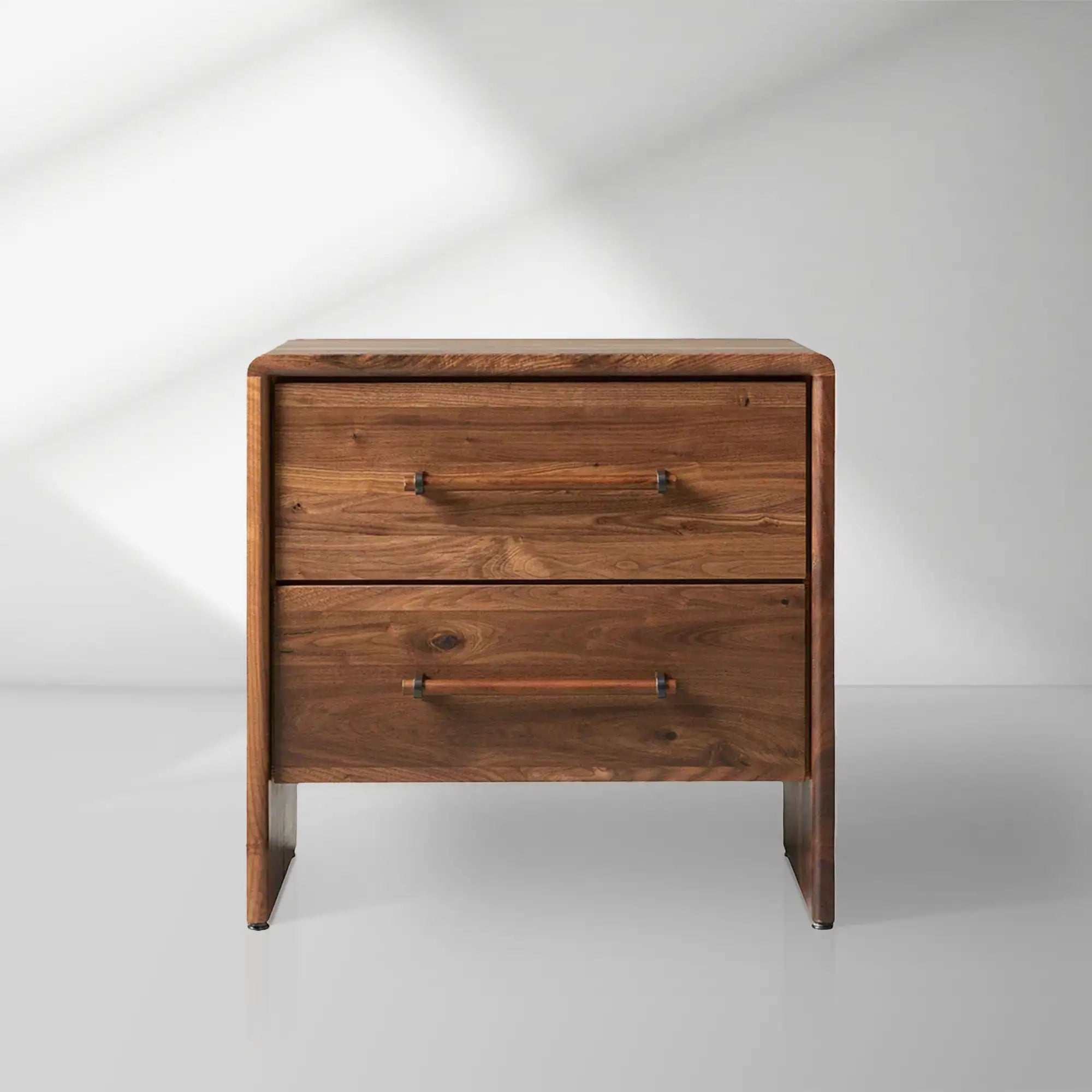 Miller Closed Nightstand Solid Walnut Nightside Table with Drawers