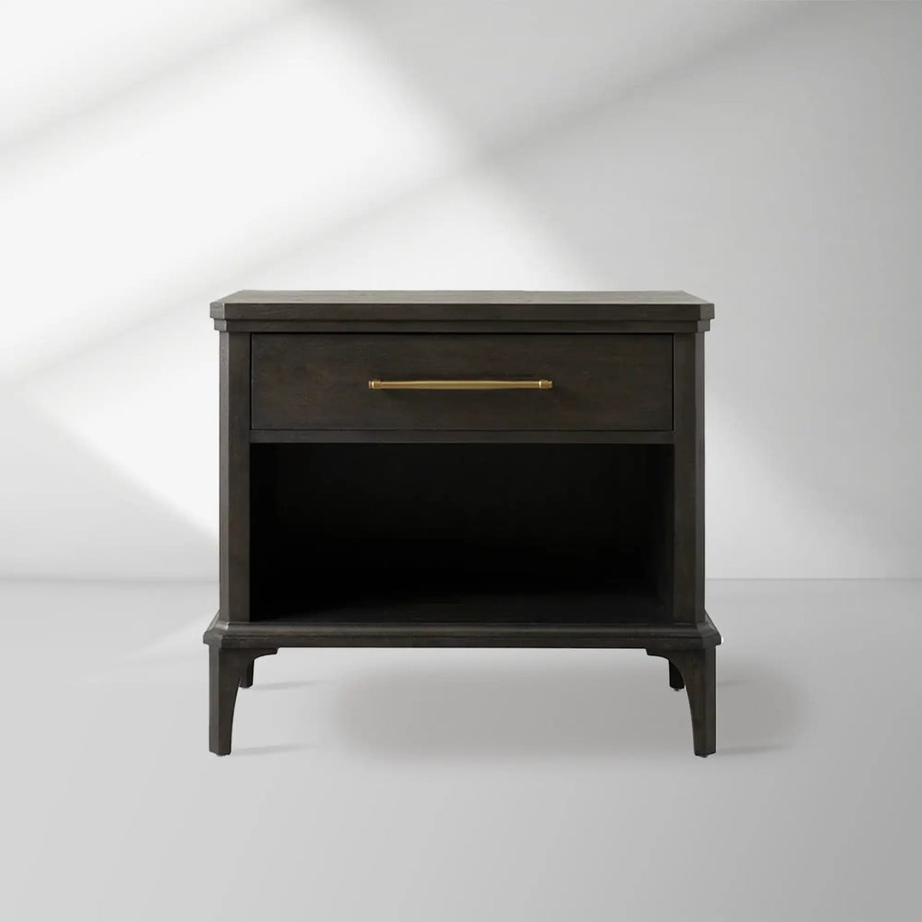 St. Martin Open Oak Nightstand Traditional Bedside table with Soft-Close Drawer