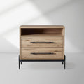 Sullivan Closed Solid Oak Wood Nightstand Rustic Night side table with Two Drawers