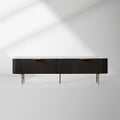 Finnley Low Media TV Stand Storage Cabinet with Stone Top