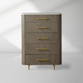 Finnley Wood Five-Drawer Dresser with Marble Top Drawer Chest Cabinet