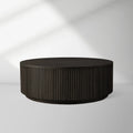Finnley Round Wood Coffee Table Modern Sofa Center Tea Table with Reeded Detailing