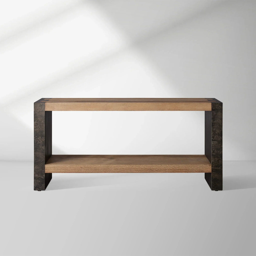 Telluride Entryway Console Table Reclaimed Oak Hallway Entrance Table With Steel Base