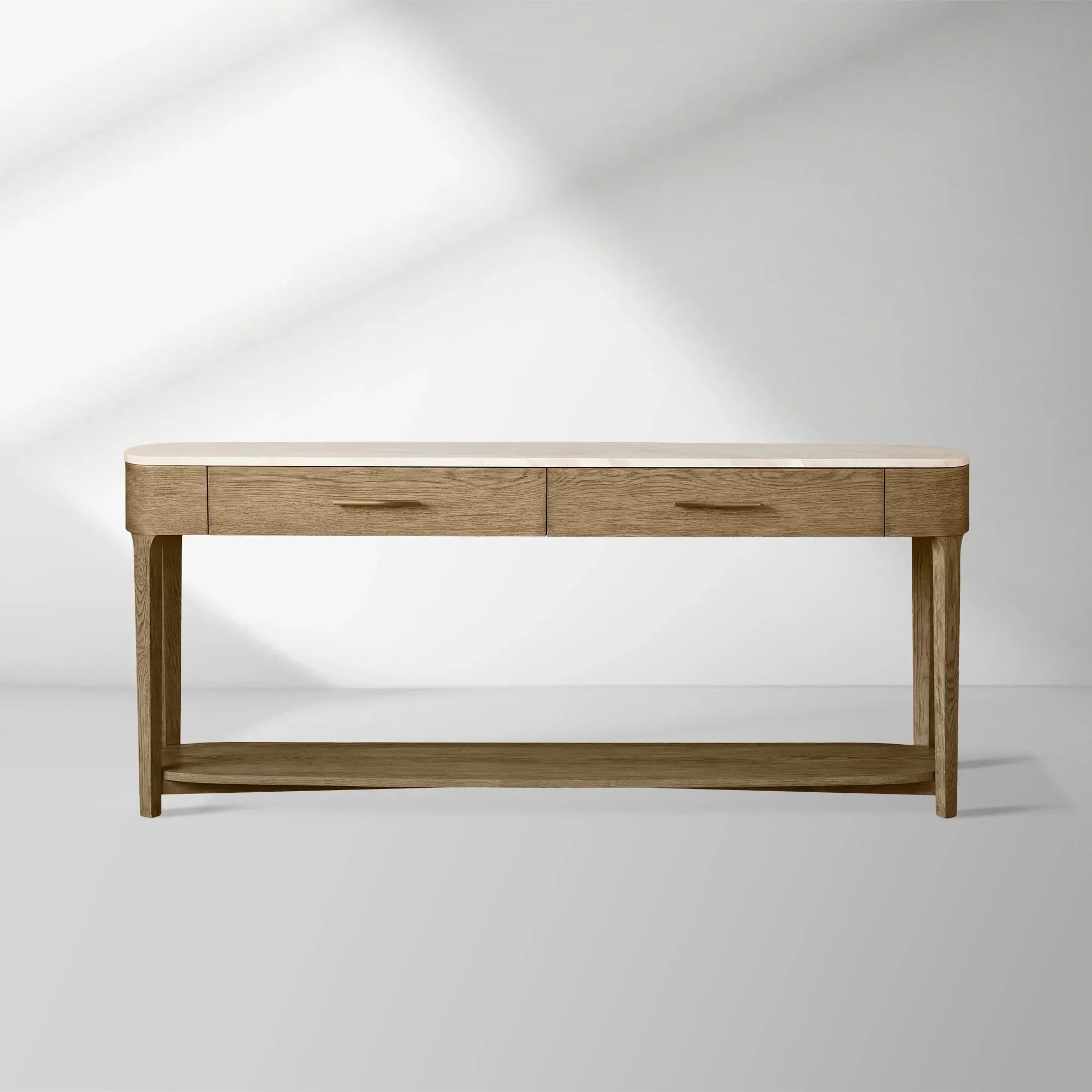 Danny Marble Top Entryway Console Table Wtih Storage Drawers Oak Wood Hallway Entrance Table