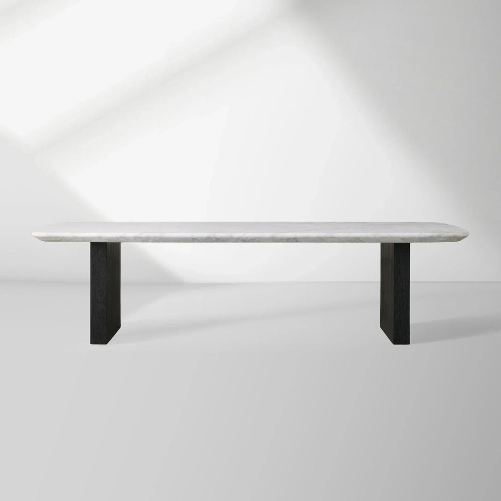 Saint Germain Marble Top Coffee Table Living Room Cocktail Table Clement Wood Base Center Tea Table