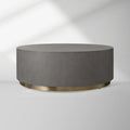 Malone Round Plinth Coffee Table Leather Cocktail Table Modern Living Room Center Tea Table