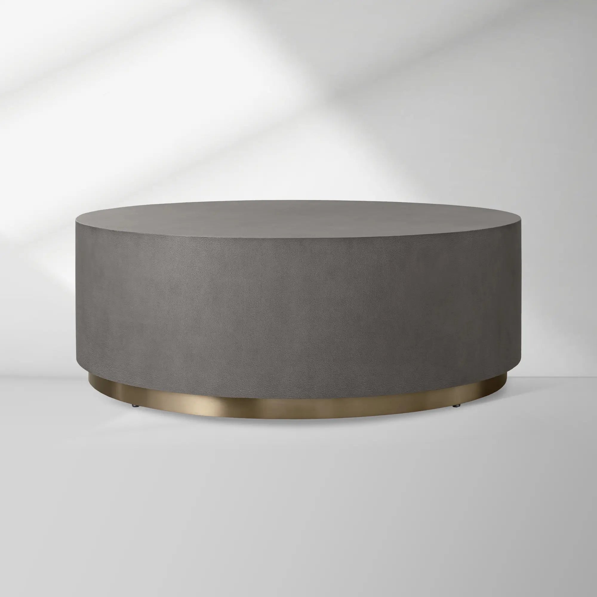 Malone Round Plinth Coffee Table Leather Cocktail Table Modern Living Room Center Tea Table