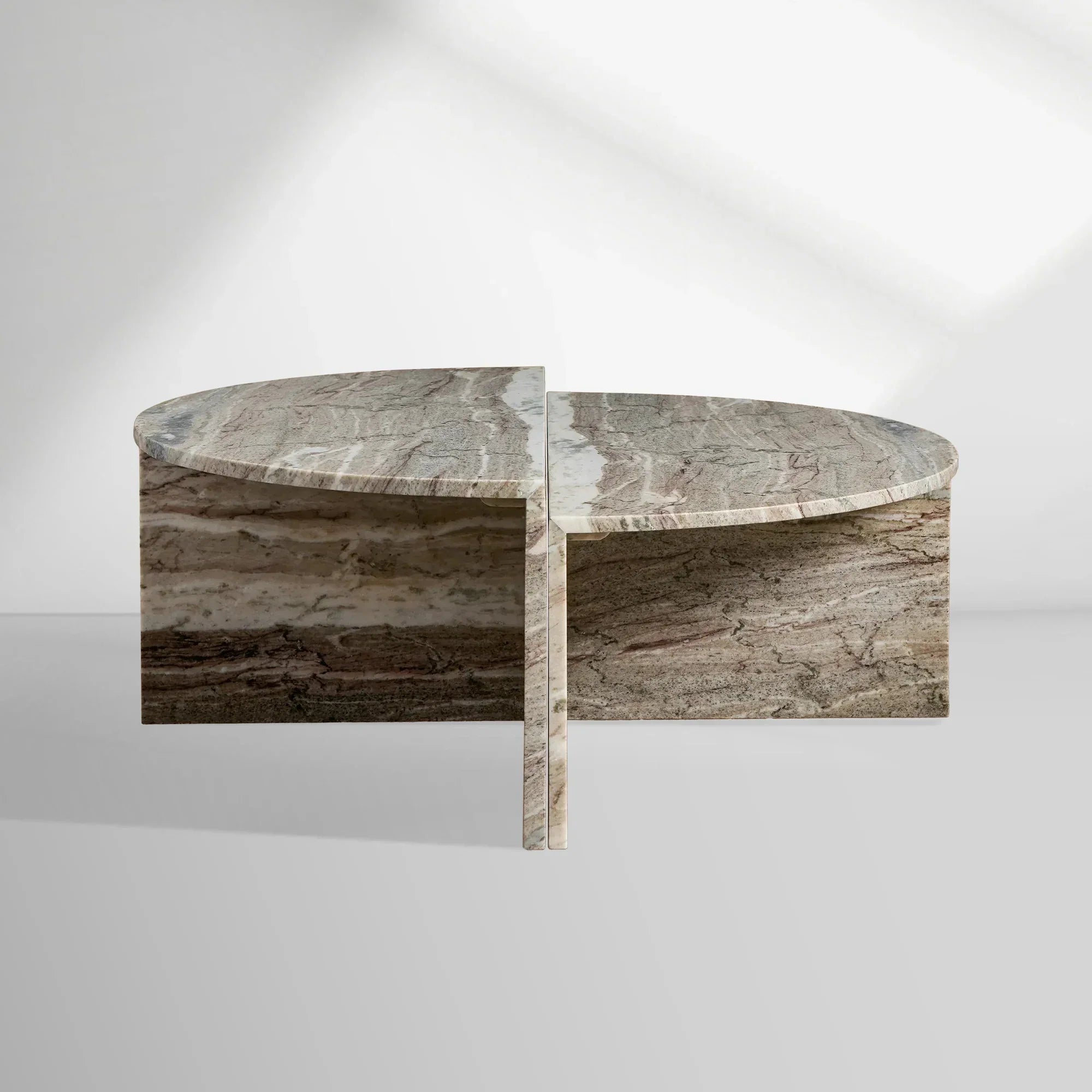 Riggs Modular Marble Circular Coffee Table Natural Stone Cocktail Table Sofa Center Tea Table