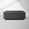 Sullivan Square Oak Coffee Table Black Wooden Plinth Cocktail Table Living Room Center Tea Table