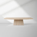 Ilaria Light Travertine Coffee Table Italian Stone Pedestal Center Tea Table Living Room Cocktail Table