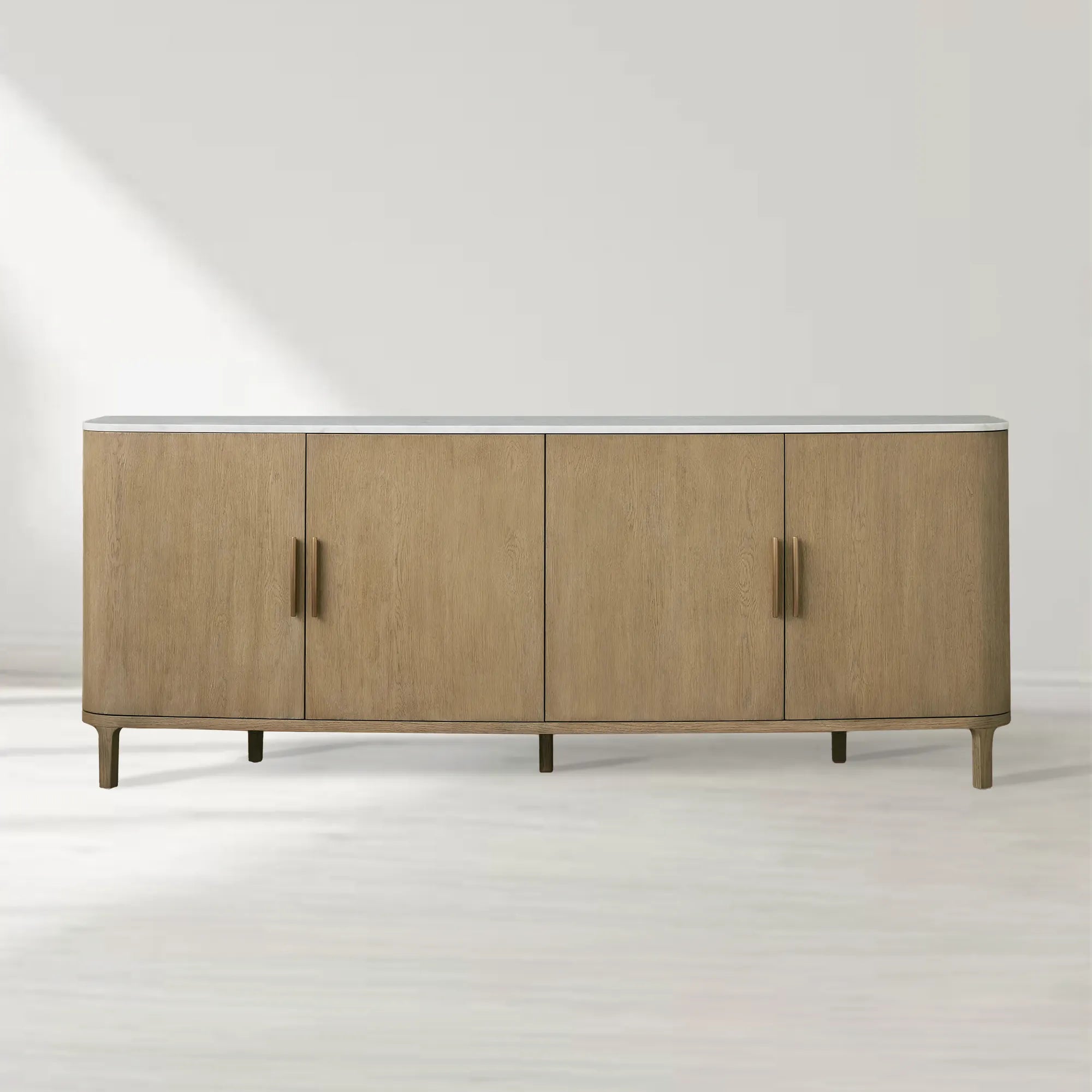 Danny Marble Top Sideboard Oak Wood Buffet Buffet Table Cabinet Country Entryways TV Cabinet