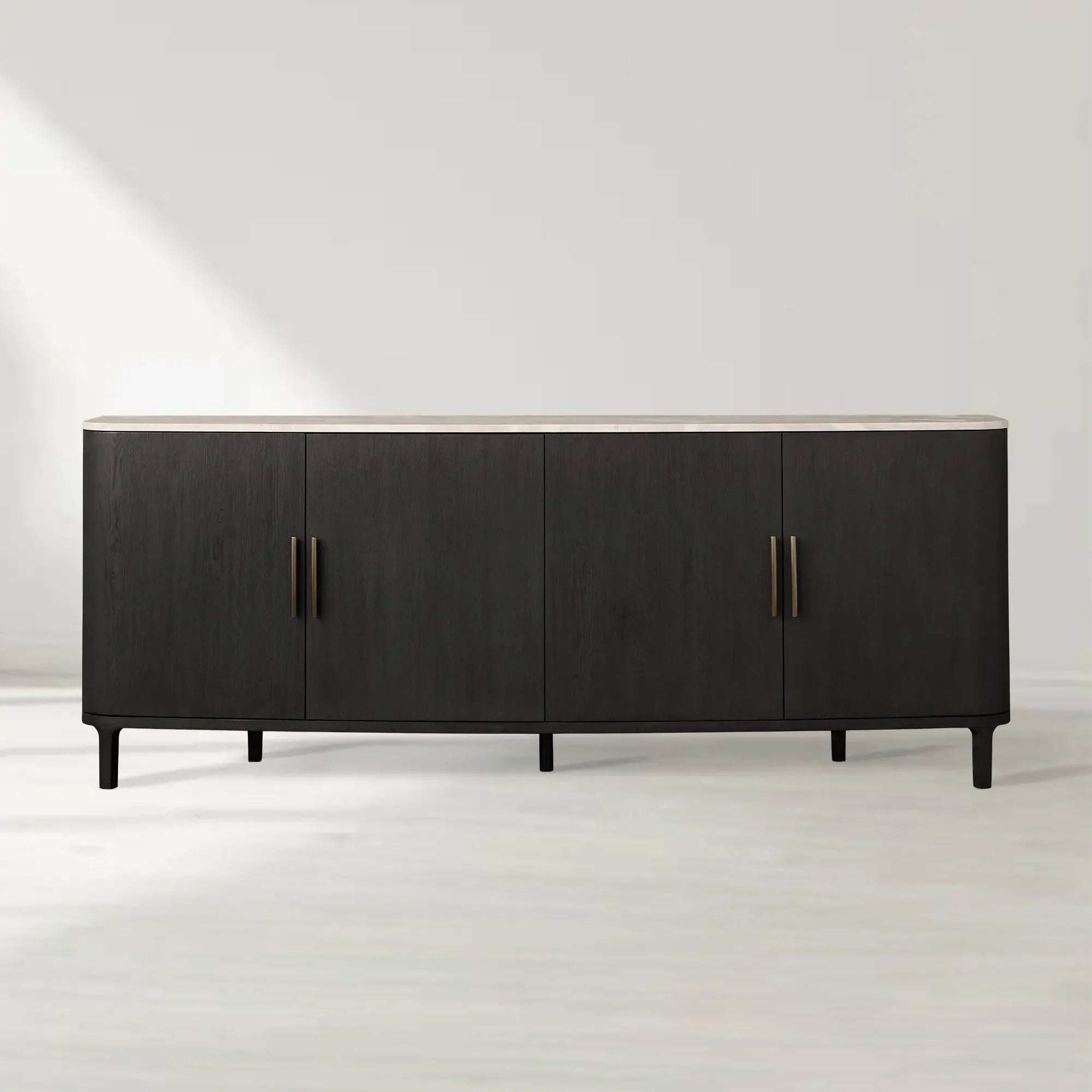 Danny Marble Top Sideboard Oak Wood Buffet Buffet Table Cabinet Country Entryways TV Cabinet
