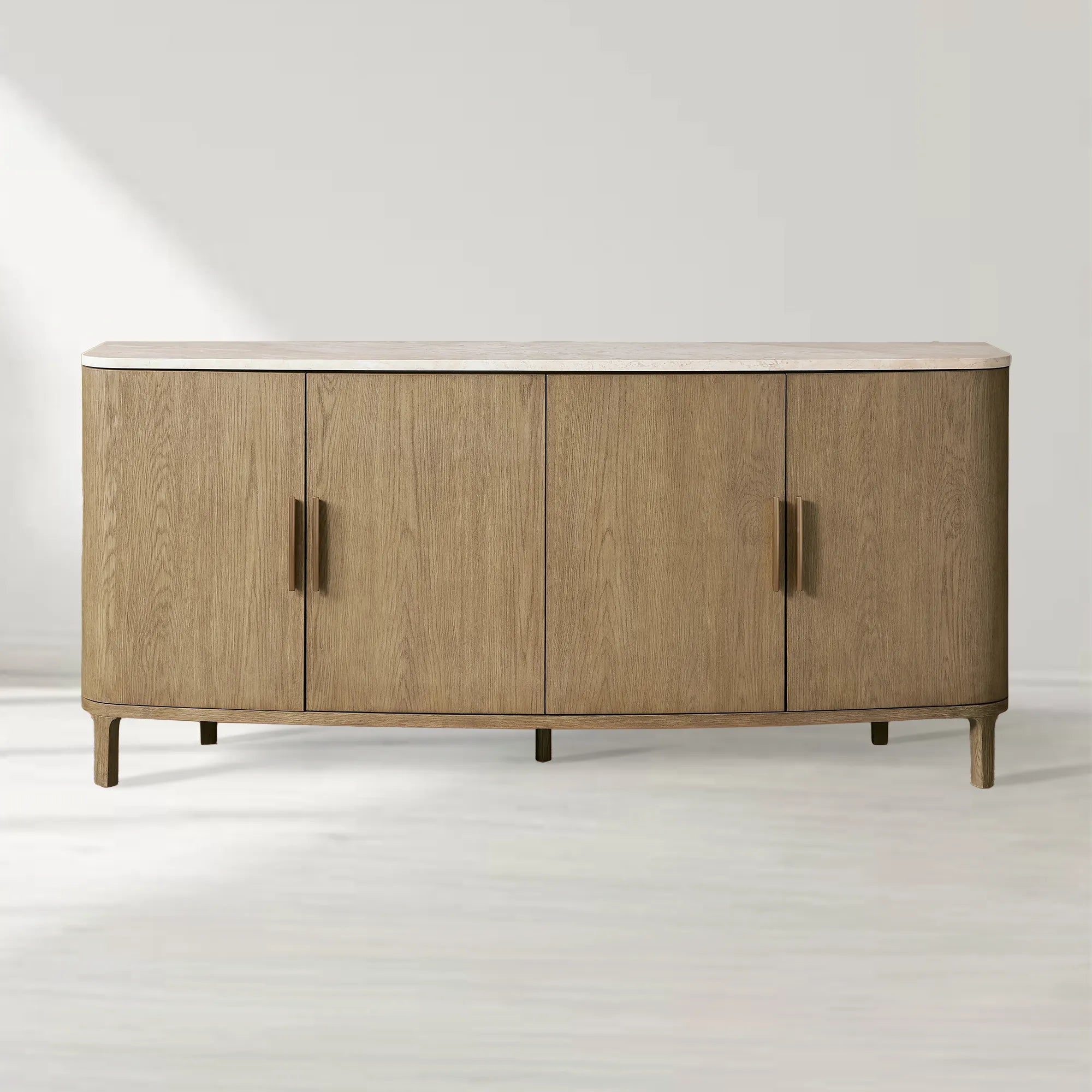 Danny Marble Top Sideboard Oak Wood Buffet Buffet Table Cabinet Country Entryways TV Cabinet