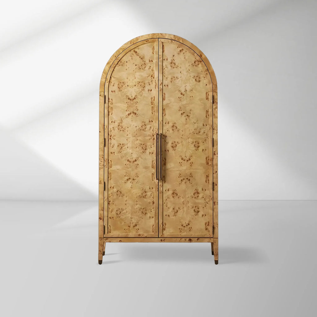 Hattie Burl Tall Cabinet Living Room Natural Wood Grain Storage Cabinet