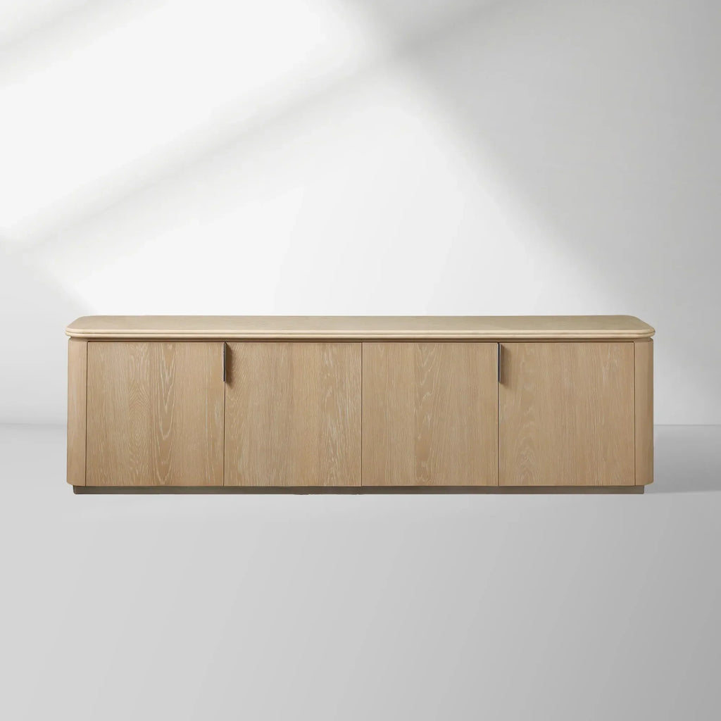 Caden Stone Top TV Stand Media Console Side Cabinet Television Storage Unit Wood Sideboard